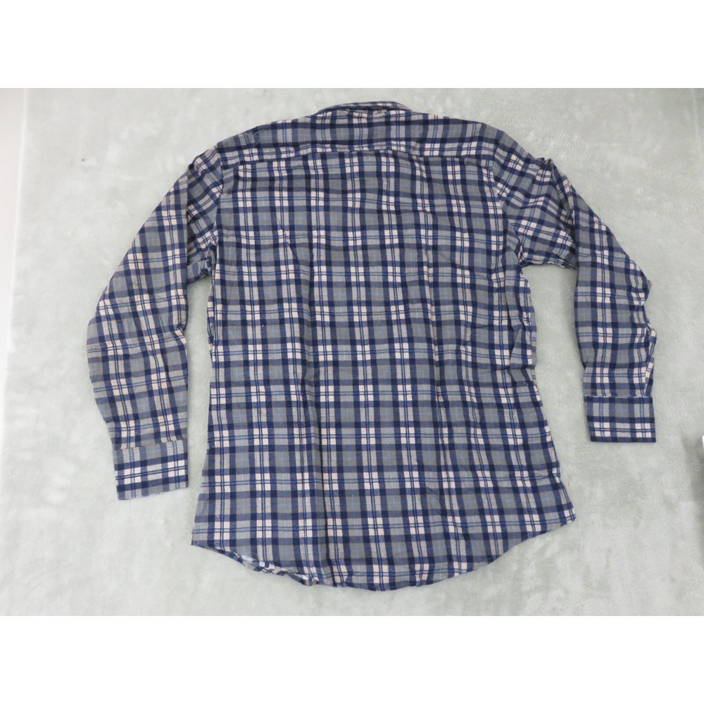 Big Yank Men's Grey Plaid Flannel Button Up Casual Long Sleeve Shirt Size L - Picture 8 of 9